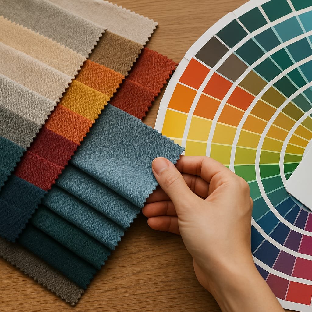 اختيار الأقمشة والألوان